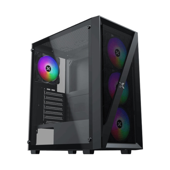 Кутия за компютър Xigmatek Blade EN40887, ATX/M-ATX/MINI ITX, USB3.0 x1, USB2.0 x2, HD AUDIO, Meshed Grill Frontpanel & Left Tempered Glass, 4PCS X20C Auto Running LED Fan