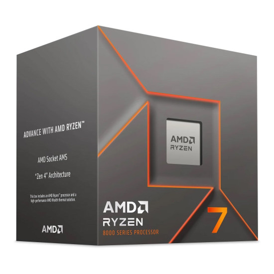 Процесор AMD Ryzen 7 8700F, 8C/16T, 4.1GHz/5.0GHz, 24MB, 65W, AM5, MPK, с Wraith Stealth Cooler