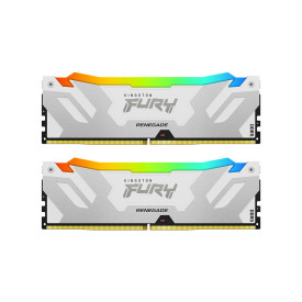 RAM памет Kingston FURY Renegade RGB KF560C32RWAK2-64, 64GB, 2x32GB, DDR5, 6000MHz, CL32, 288-Pin DIMM, 1.35V, RGB, White, XMP 3.0, Kit of 2