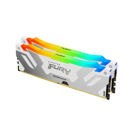 RAM памет Kingston FURY Renegade RGB KF560C32RWAK2-64, 64GB, 2x32GB, DDR5, 6000MHz, CL32, 288-Pin DIMM, 1.35V, RGB, White, XMP 3.0, Kit of 2