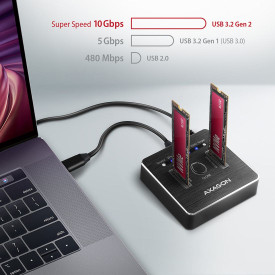 SSD докинг станция AXAGON ADSA-M2C SuperSpeed, USB-C + USB 3.2, M.2 2230, M.2 2242, M.2 2260, M.2 2280, M.2 22110