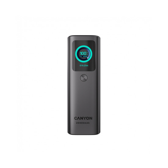 Външна батерия CANYON OnPower 265, 20000 mAh, 165 W, вграден кабел, алуминиева,Dark Grey