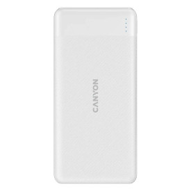 Външна батерия Canyon PB-109, 10000 mAh, PD 18W, QC 3.0, 20W, White