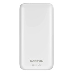 Външна батерия Canyon PB-301, 30000 mAh, LED дисплей, USB-C PD 20W, 2 x USB-A QC 3.0, White