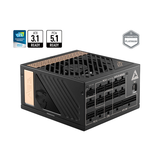 Захранване MSI MEG Ai1300P PCIE5, 1300W, 80 Plus Platinum, ATX, Fully Modular