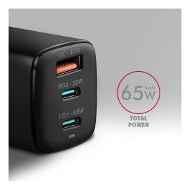 Зарядно Axagon ACU-DPQ65 GaN wall charger, Black