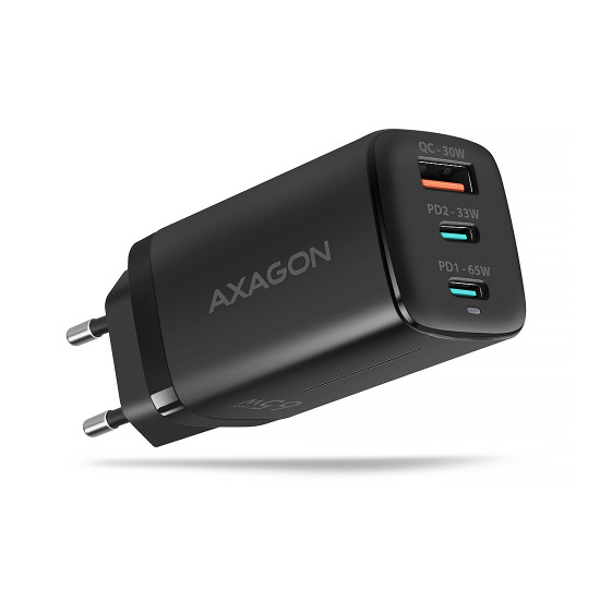 Зарядно Axagon ACU-DPQ65 GaN wall charger, Black