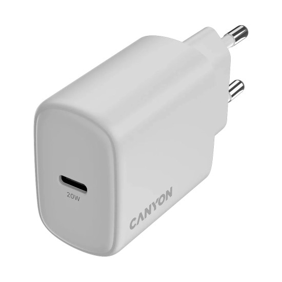 Зарядно CANYON OnCharge 200, 20W, 1xPD, EU, White