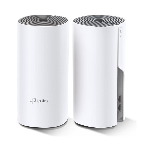 Безжична Wi-Fi система TP-Link Deco E4 (2-Pack), AC1200 Mesh, 867 Mbps (5 GHz) / 300 Mbps (2.4 GHz), 2 антени, Mu-Mimo, 2 x LAN