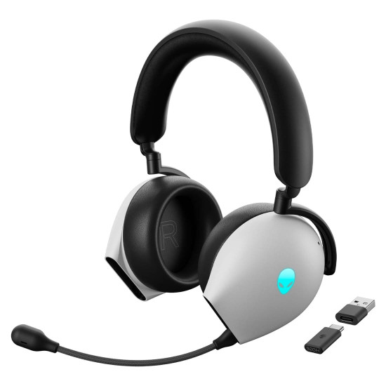 Безжични слушалки Alienware Tri-Mode Wireless Gaming Headset, AW920H, Lunar Light