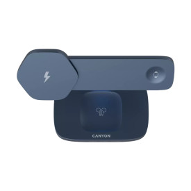 Безжично зарядно CANYON HEXAGON WCS-310, 15W, Qi, 3 в 1, Dark Grey/Blue