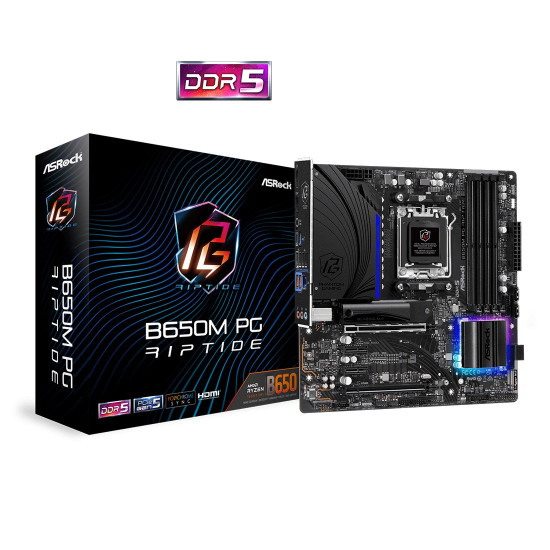 Дънна платка ASRock B650M PG Riptide, mATX, AM5, 4x DDR5, 2x PCIe 4.0 x16