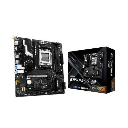 Дънна платка ASRock B850M-X WiFi R2.0, AM5, mATX, DDR5, PCIe 5.0, Wi-Fi 6E, 2.5G LAN, USB-C, HDMI/DP, Blazing M.2