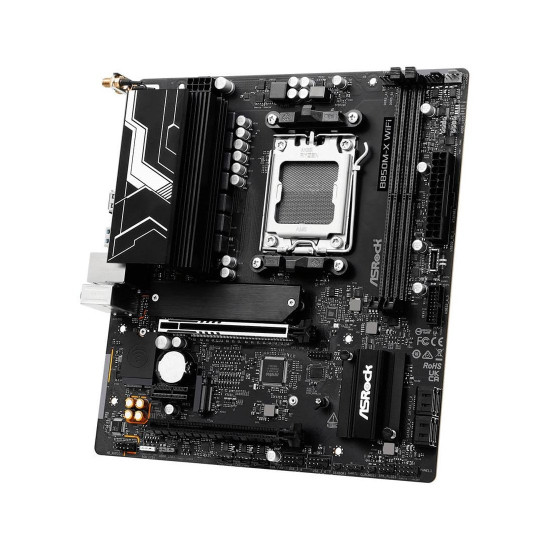 Дънна платка ASRock B850M-X WiFi R2.0, AM5, mATX, DDR5, PCIe 5.0, Wi-Fi 6E, 2.5G LAN, USB-C, HDMI/DP, Blazing M.2