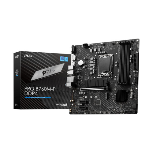 Дънна платка MSI PRO B760M-P DDR4, mATX, Socket 1700, Dual Channel DDR4, 1x PCIe x16