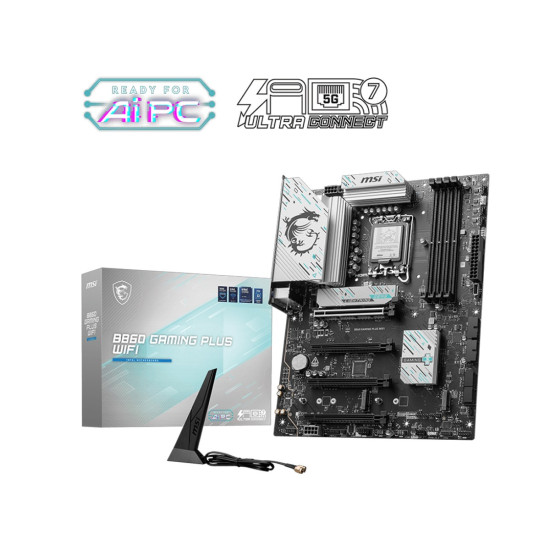 Дънна платка MSI PRO B860 GAMING PLUS WIFI, ATX, LGA 1851, 4x DDR5, 4x PCIe x16