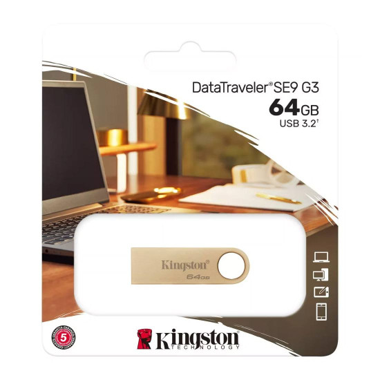 Флаш памет Kingston DataTraveler SE9 G3, 64GB, 220MB/s, USB 3.2 Gen 1, Metal