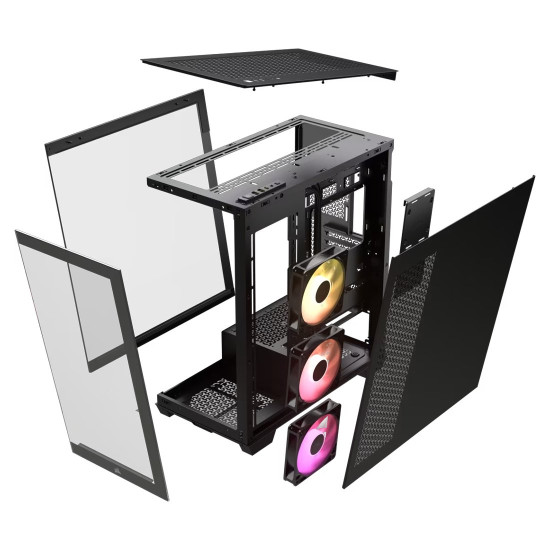 Кутия за компютър Corsair 3500X ARGB, Mid-Tower, ATX, Tempered Glass, Black