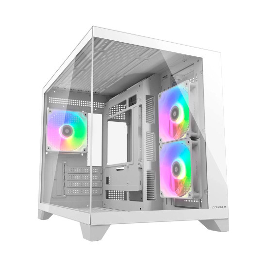 Кутия за компютър COUGAR FV150 Mini RGB, Mid Tower, White