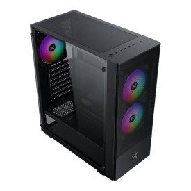 Кутия за компютър Hero II Air 3F Black EN41655, ATX/M-ATX/MINI ITX, USB3.0 x1, USB2.0 x2, HD AUDIO, Front Meshed Grill & Left TG, 3PCS Z20F Fixed LED Fan