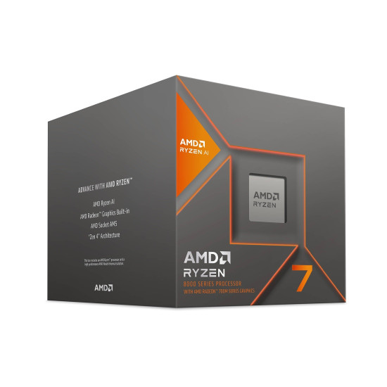 Процесор AMD Ryzen 7 8700G, 8 ядра, 16 нишки, 3.8 GHz, до 5.1 GHz, 65 W, AM5, BOX