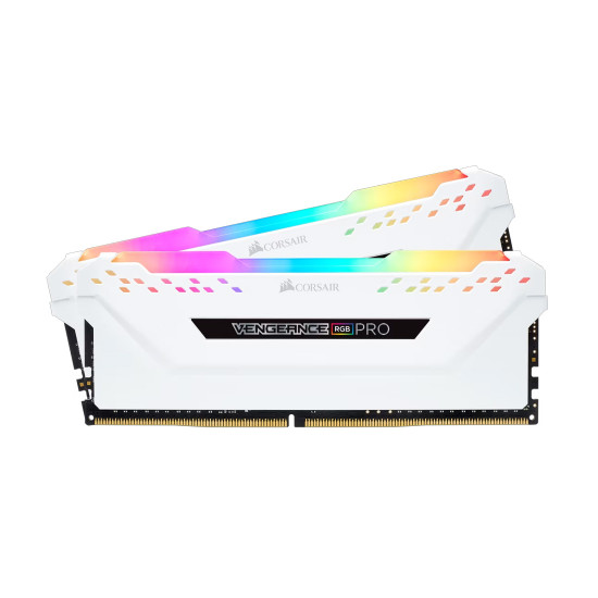 RAM памет Corsair Vengeance RGB PRO, 16GB (2x8GB) DDR4, 3600MT/s, CL18, White, Kit of 2