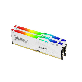 RAM памет Kingston FURY Beast RGB KF560C36BWEAK2-64, 64GB, 2x32GB, DDR5, 6000MHz, CL36, 288-Pin DIMM, 1.35V, RGB, White, XMP 3.0 / EXPO, Kit of 2