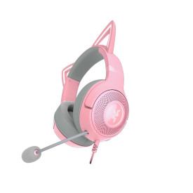 Слушалки Razer Kraken Kitty V2, RGB Lighting, HyperClear Cardioid Microphone, Stream Reactive Lighting, USB, Pink
