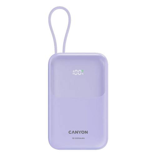 Външна батерия Canyon USB-C Power Bank, 10000mAh, QC 3.0, PD 22.5W, Purple