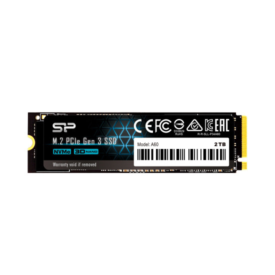 Вътрешен SSD диск Silicon Power P34A60, 1TB, PCIe Gen3x4, NVMe 1.3, M.2 2280 - SP001TBP34A60M28