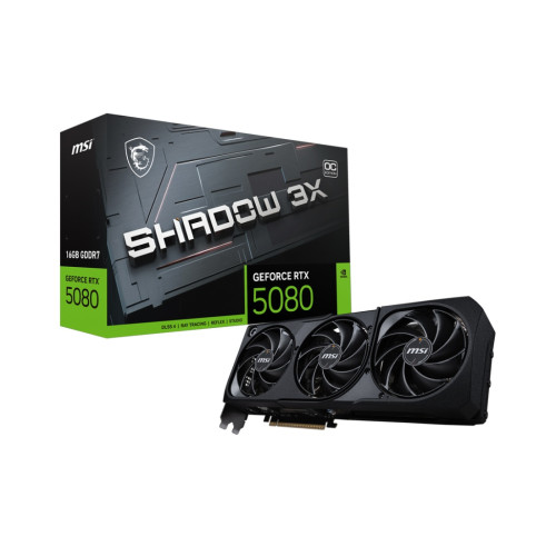 Видеокарта MSI GeForce RTX 5080 16G SHADOW 3X OC, 16GB GDDR7, 256bit, PCIe 5.0, 3x DP 2.1b, HDMI 2.1b