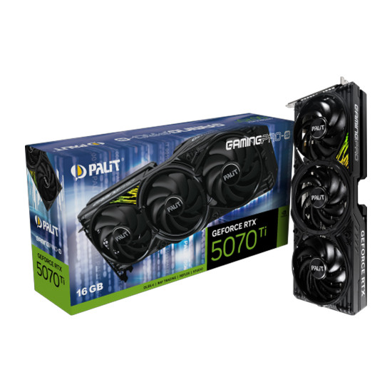 Видеокарта PALIT GeForce RTX 5070 Ti GamingPro-S, 16GB GDDR7, 256-bit, 1xHDMI 2.1b, 3xDP 2.1b, 750W