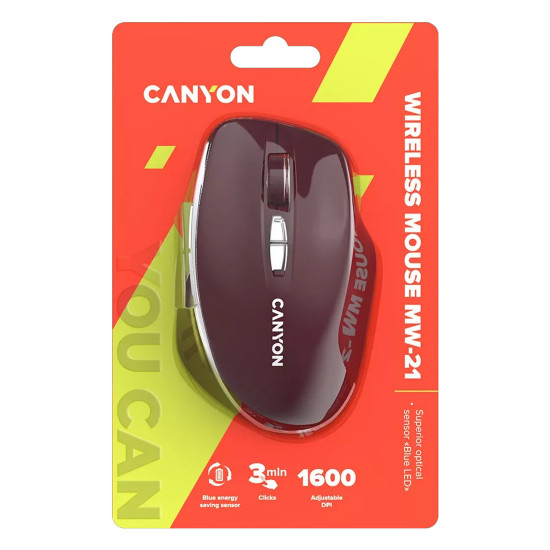 Безжична мишка CANYON MW-21, Burgundy Red