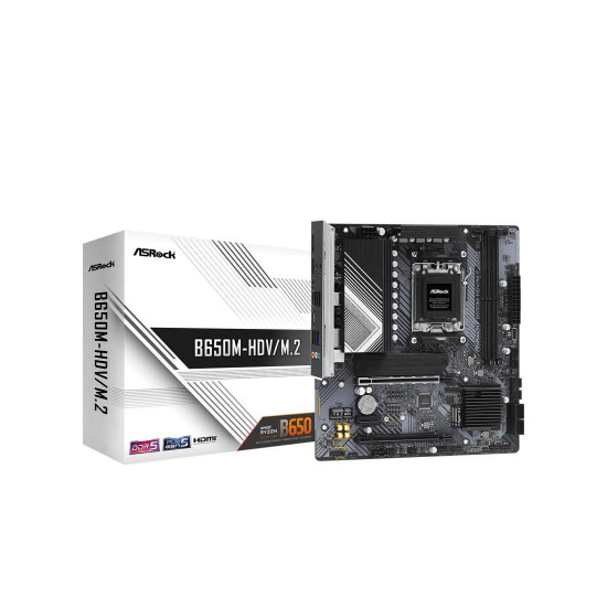 Дънна платка ASRock B650M-HDV/M.2, AM5, DDR5, PCIe 5.0, mATX, 2.5G LAN, HDMI