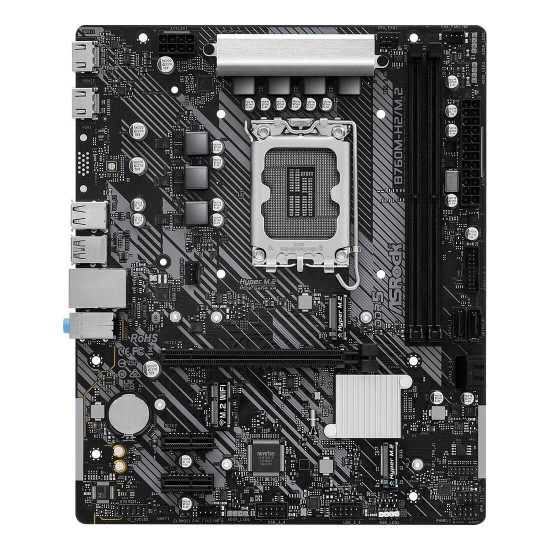 Дънна платка ASRock B760M-H2/M.2, Micro ATX, LGA1700, DDR5, HDMI, PCIe 4.0, 2.5G LAN, 2x M.2