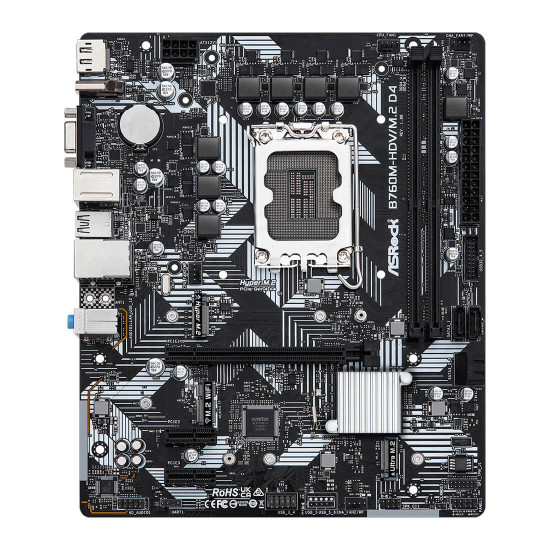 Дънна платка ASRock B760M-HDV/M.2 D4, mATX, Socket LGA1700, 2x DDR4, 1x PCIe 4.0 x16