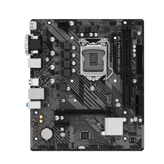 Дънна платка ASRock H510M-HDV/M.2 SE, mATX, Socket LGA1200, H470, 2x DDR4, 1x PCIe 4.0 x16