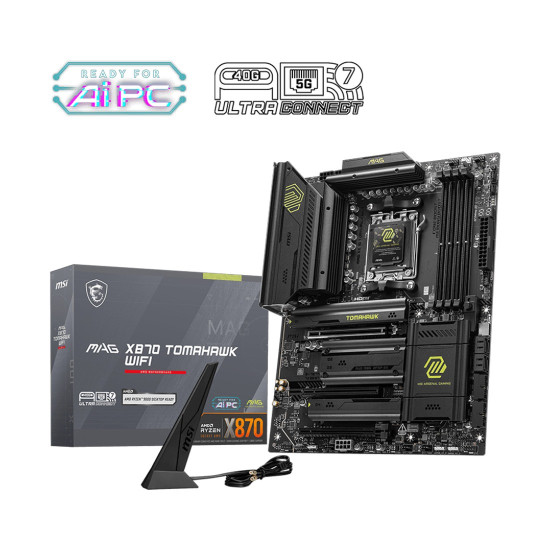 Дънна платка MSI MAG X870 TOMAHAWK WIFI, ATX, Socket AM5, AMD Ryzen 9000, Dual Channel DDR5, 3x PCIe x16