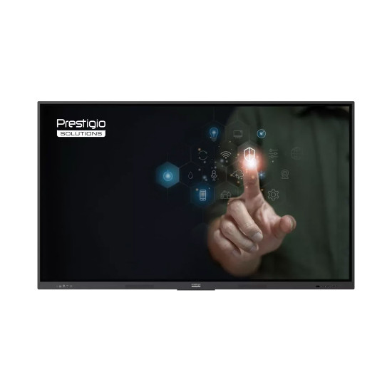 Интерактивен дисплей Prestigio Multiboard 86 инча Light Series Gen 5, Android 13, UHD, 40 touch points, Wi-Fi 6, Bluetooth 5.1, Camera, Microphone, NFC, 64GB памет, 8GB RAM, Subwoofer