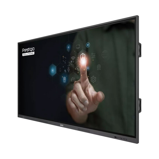 Интерактивен дисплей Prestigio Multiboard 86 инча Light Series Gen 5, Android 13, UHD, 40 touch points, Wi-Fi 6, Bluetooth 5.1, Camera, Microphone, NFC, 64GB памет, 8GB RAM, Subwoofer