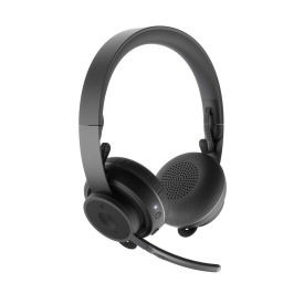 Комплект безжични слушалки Logitech Zone + Уеб камера Logitech BRIO, Bluetooth/USB, 4K Ultra HD, UC/Teams сертифицирани, Graphite
