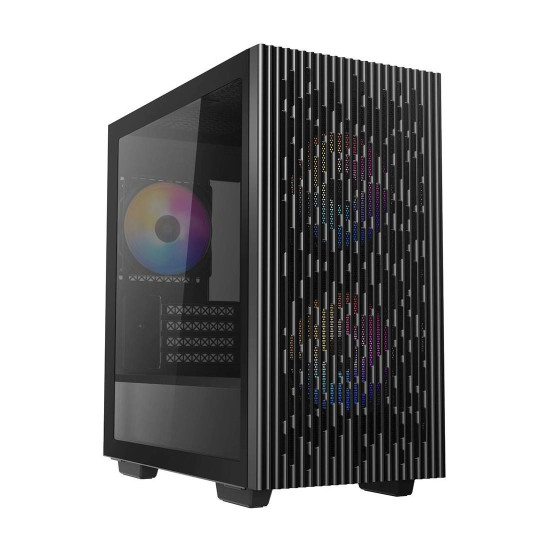 Кутия за компютър DeepCool MATREXX 40 3FS, Mini Tower, 1 x USB 2.0, 1 x USB 3.0, 1 x Audio, ABS+SPCC, закалено стъкло, мрежест панел