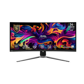 Монитор MSI MAG 341CQP QD-OLED Curved Gaming, 34 инча, UWQHD 3440 x 1440, извит 1800R, 175 Hz, 0.03 ms, AMD FreeSync Premium Pro