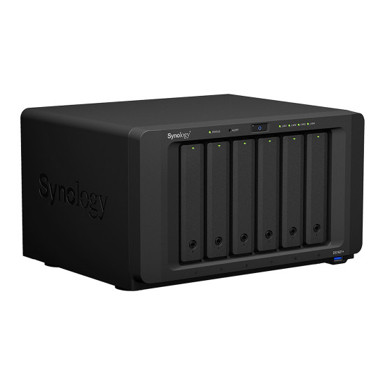 NAS устройство Synology DiskStation DS1621+, 6-bay, AMD Ryzen Quad-Core 2.2 GHz, 4GB DDR4 RAM, 4x RJ-45 1GbE LAN, 3x USB 3.0, 2x eSATA