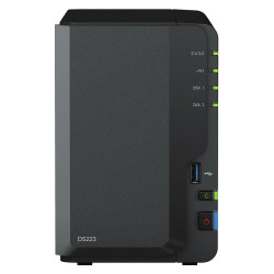 NAS устройство Synology DiskStation DS223, 2-Bay, Realtek RTD1619B 1.7GHz, 2GB DDR4, 1 x 1GbE LAN, 3 x USB 3.2