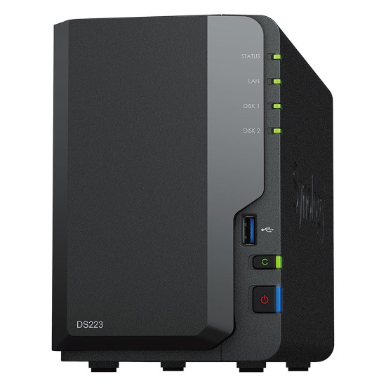 NAS устройство Synology DiskStation DS223, 2-Bay, Realtek RTD1619B 1.7GHz, 2GB DDR4, 1 x 1GbE LAN, 3 x USB 3.2