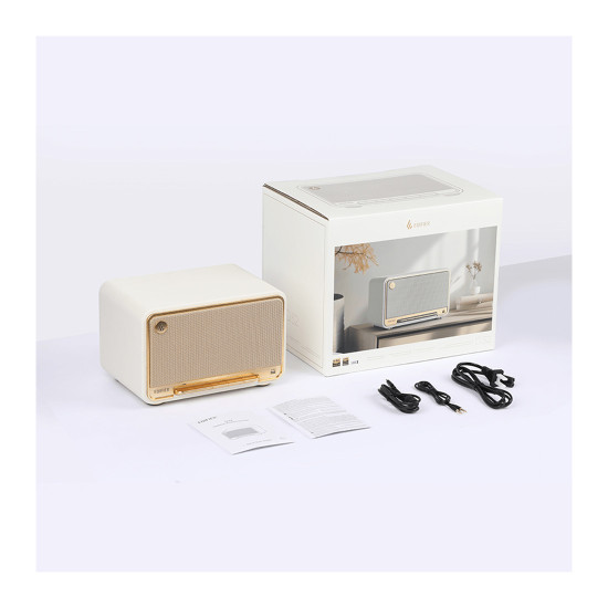 Преносима тонколона EDIFIER D32, 60W RMS, Bluetooth 5.3, LDAC, Wi-Fi AirPlay 2, AUX, USB, батерия 5200mAh, White