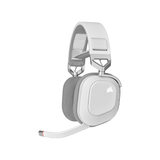 Слушалки Corsair HS80 RGB Wireless – Dolby Atmos, White