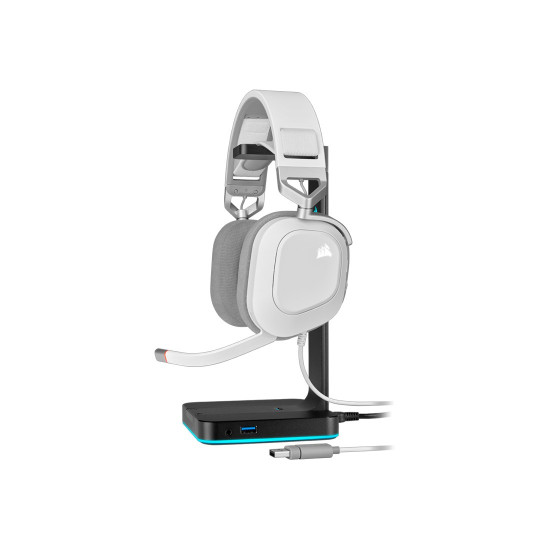 Слушалки Corsair HS80 RGB Wireless – Dolby Atmos, White