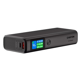 Външна батерия Canyon OnPower 230, USB-C Power Bank, 20000mAh, PD 130W, TFT дисплей, Dark Grey